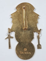 Rare Vintage Lions Club Elliot Lake Uranium Capital Of The World 1 1/2" x 2 1/2" Enamel Metal Lapel Pin with Pickaxe and Shovel Charms