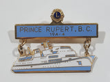 Vintage Lions Club Prince Rupert BC 19A-4 White and Blue Boat 1 3/8" x 1 7/8" Enamel Metal Lapel Pin