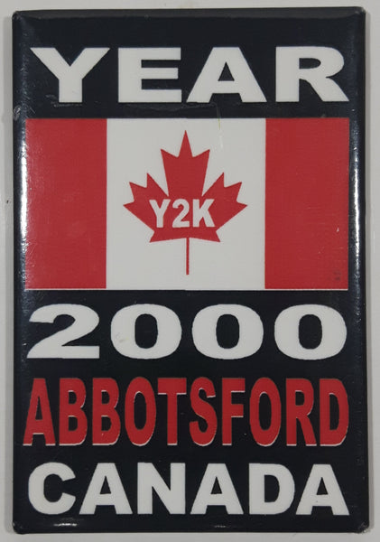 Year 2000 Abbotsford Canada Y2K Maple Leaf Flag Themed 2 1/8" x 3" Fridge Magnet