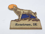 Rosetown, SK Wolf/Coyote Howling at the Moon 2 1/4" x 2 1/2" Rubber Fridge Magnet