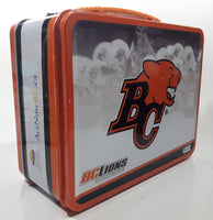 2008 BC Government Act Now CFL BC Lions Football Team "Every Move Is A Good Move" Orange and White Metal Lunch Box