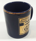 Rare Vintage Kilncraft Coloroll C.A.A. British Columbia Approved Auto Repair Services Dark Blue with Gold Label and Trim 3 1/2" Tall Ceramic Coffee Mug Cup