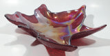 Beautiful Iridescent Pink Magenta Rainbow Maple Leaf Shaped Candy Dish Table Center Piece