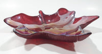 Beautiful Iridescent Pink Magenta Rainbow Maple Leaf Shaped Candy Dish Table Center Piece