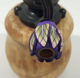 Vintage Style Unique Wood Based with Copper Toned Metal Closed Purple Flower Handles and Top 7 1/4" Tall Pepper Mill Grinder
