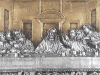Vintage Last Supper Jesus Engraved 3D Brass Raised Relief 19 1/4" x 28 3/4" Framed Wall Art