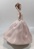Vintage LJ Lady Jane with Hand Fan Pink Hand Painted 9 1/2" Tall Ceramic Figurine Statue
