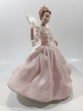 Vintage LJ Lady Jane with Hand Fan Pink Hand Painted 9 1/2" Tall Ceramic Figurine Statue