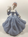 Vintage LJ Lady Jane with Hand Fan Blue Hand Painted 9 1/2" Tall Ceramic Figurine Statue
