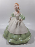 Vintage Hershey Mold Maiden Lady with Green Hoop Dress Hand Painted 9" Tall Ceramic Figurine Statue