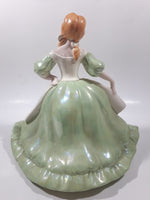 Vintage Hershey Mold Maiden Lady with Green Hoop Dress Hand Painted 9" Tall Ceramic Figurine Statue