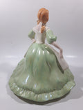 Vintage Hershey Mold Maiden Lady with Green Hoop Dress Hand Painted 9" Tall Ceramic Figurine Statue