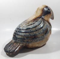 Vintage Folk Art Tonala Mexican Toucan Tropical Bird Hand Painted 11" Long Drip Glaze Ceramic Bird Sculpture