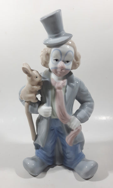 Paul Sebastian Design Clown with Top Hat and Cane Holding Rabbit 9 1/2" Tall Porcelain Figurine