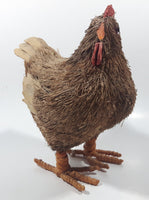 Folk Art Straw Brown Rooster Chicken 8 1/4" Tall