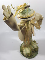 Folk Art Paper Mache Frog Scarecrow in Jacket 12" Tall