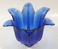 Vintage Cobalt Blue Tulip Bell Flower Shaped 6 1/8" Wide Glass Dish Tealight Candle Holder