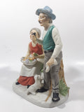 Vintage Old Man and Woman Couple with Dog 8 1/2" Tall Figurine Sculpture Made in Japan