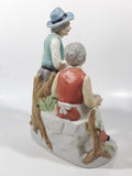 Vintage Old Man and Woman Couple with Dog 8 1/2" Tall Figurine Sculpture Made in Japan