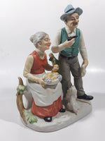 Vintage Old Man and Woman Couple with Dog 8 1/2" Tall Figurine Sculpture Made in Japan