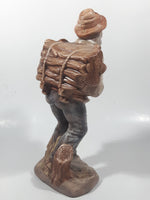 Vintage Mcnees Mold Man Carrying Log Pack 9 1/4" Tall Ceramic Figurine