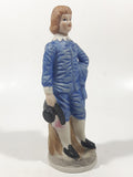 Vintage Homco Blue Boy Holding Black Hat and Pinkie Girl in Pink Dress 6" Tall Ceramic Figurine Set of 2