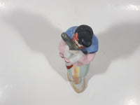 Vintage Japanese Geisha Girl with Instrument 6 1/4" Tall Lustre Lustreware Hand Painted Porcelain Figurine