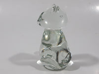 Clear Art Glass 3 1/8" Tall Kitty Cat Figurine