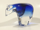 Vintage Cobalt Blue and Clear Art Glass 4 1/2" Long Polar Bear Figurine