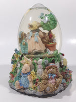 Easter Bunny Rabbit 6" Tall Resin Wind Up Musical Snow Globe