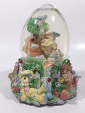 Easter Bunny Rabbit 6" Tall Resin Wind Up Musical Snow Globe