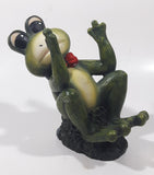 Green Frog with Red Bow Tie 7" Tall Resin Figurine