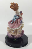 2002 Secret Treasures Girl Holding Flowers in Pretty Dress 8" Tall Resin Figurine on Wood Base