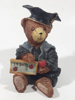 Bear Sitting Doing Math Problems Wearing Graduation Cap 5" Tall Resin Figurine