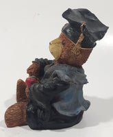 Bear Sitting Doing Math Problems Wearing Graduation Cap 5" Tall Resin Figurine