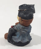 Bear Sitting Doing Math Problems Wearing Graduation Cap 5" Tall Resin Figurine