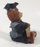 Bear Sitting Doing Math Problems Wearing Graduation Cap 5" Tall Resin Figurine