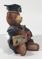 Bear Sitting Doing Math Problems Wearing Graduation Cap 5" Tall Resin Figurine