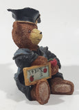 Bear Sitting Doing Math Problems Wearing Graduation Cap 5" Tall Resin Figurine