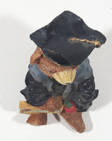 Bear Sitting Doing Math Problems Wearing Graduation Cap 5" Tall Resin Figurine