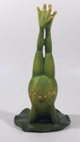 Frog Doing Yoga Pose On A Lilypad with Feet In The Air "Just Breathe" 7" Tall Resin Figurine