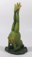 Frog Doing Yoga Pose On A Lilypad with Feet In The Air "Just Breathe" 7" Tall Resin Figurine