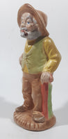 Vintage 1978 Old Man Holding Cane with Pipe In His Mouth 6" Tall Hand Painted Ceramic Figurine