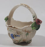 Vintage Basket with Flowers 5" Wide Hand Painted Ceramic Ornament