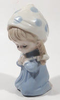 Vintage 1970s Enesco Bedtime Prayers Light Blue and White Praying Girl in Bonnet 5" Tall Porcelain Figurine Made in Japan