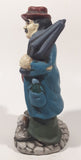 Vintage Hobo Man Holding Umbrella with Puppy Dog At His Feet 7" Tall Ceramic Figurine