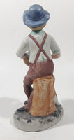 Vintage Man Holding Bowl of Grapes with Dog 6 1/2" Tall Porcelain Figurine