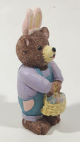 1997 Claire's Brown Teddy Bear in Easter Bunny Rabbit Costume 4" Tall Resin Figurine