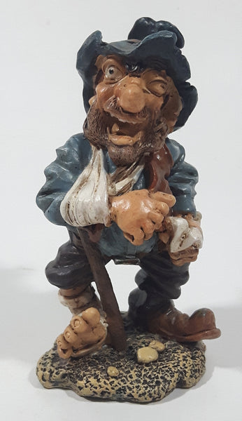 Vintage Hobo Man Hick with Arm in Sling and Missing Teeth and a Boot 3 3/4" Tall Resin Figurine