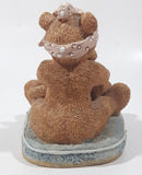 Three Brown Teddy Bears Sitting Together 5" Tall Heavy Resin Figurine